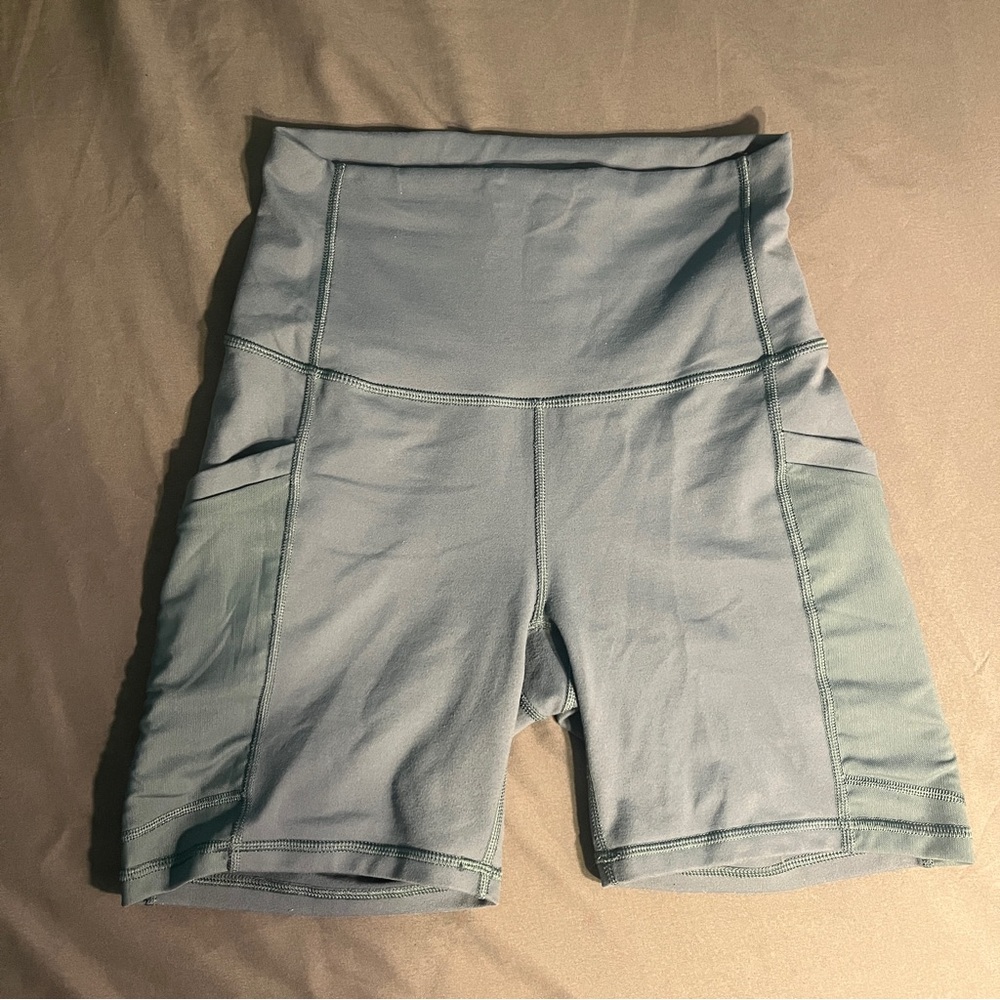 Fabletics Gray Bike Shorts High-Waisted Performance